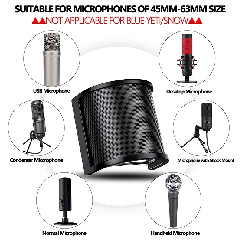 Universal ไมโครโฟน Pop Filter กระจกโลหะสําหรับ FIFINE K669 K658 Studio Pro