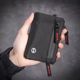 กระเป๋าสตางค์ RFID EDC บางเฉียบสําหรับผู้ชายกันน้ําพร้อมกระเป๋าใส่เหรียญแบบมีซิปและช่องเสียบการ์ดหลายช่อง