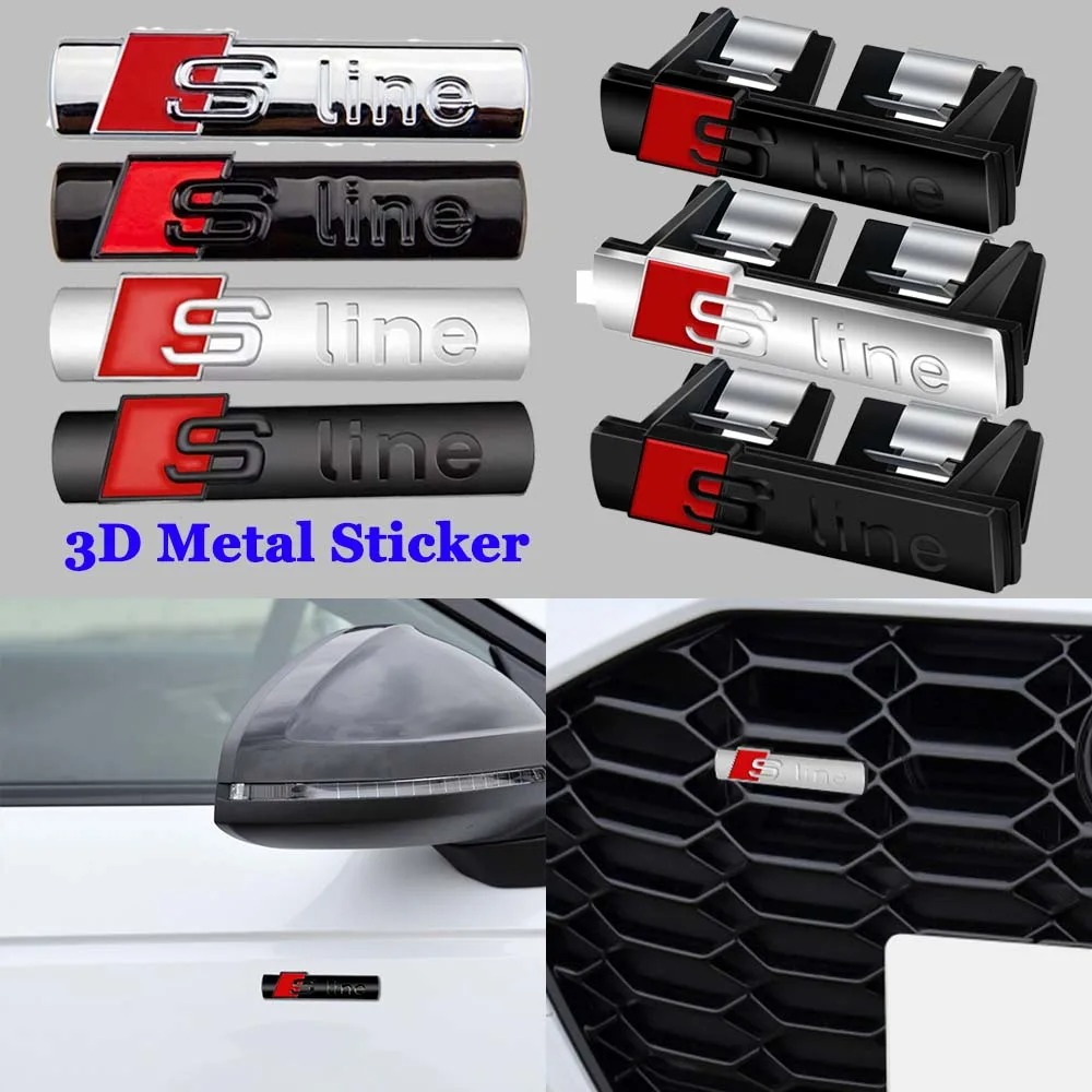 โลโก้ติดกระจังหน้ารถ S Line 3D โลหะ สําหรับ Audi Sline RS A3 A4 A5 A6 A7 A8 S3 S4 Q2 Q3 Q5 RS3 RS5 R