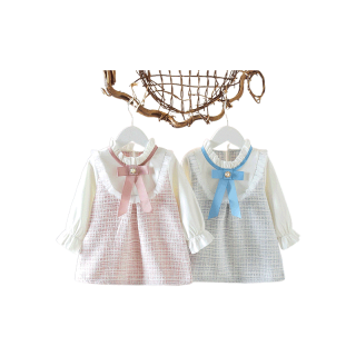 โปรโมชั่น : 【Fashionbaby】ชุดเด็กผู้หญิง กระโปรงลายสก๊อตสีชมพู ตกแต่งโบว์ 0-4 อายุ