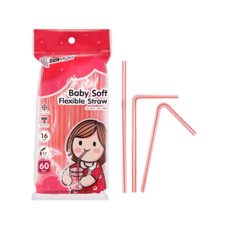 หลอดดูดน้ำสำหรับเด็ก (60 เส้น) Baby Soft Flexible Straw | SUNMUM