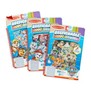 [31ชิ้น รียูส+3ฉาก Paw Patrol] สติ๊กเกอร์นูนรียูส ผจญภัย Chase Adventure , Skye Jungle , Marshall Mountain Paw Patrol x Melissa Doug Puffy Sticker หลากรุ่น 33256/33257/33258 รีวิวดีใน Amazon USA