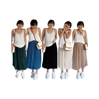 SUPER PLEATED SKIRT I กระโปรงพลีทยาว กระโปรงอัดพลีทจับจีบสวยแน่น กระโปรงพลีทผ้าหนาไม่โปร่งแสงใส่สบาย