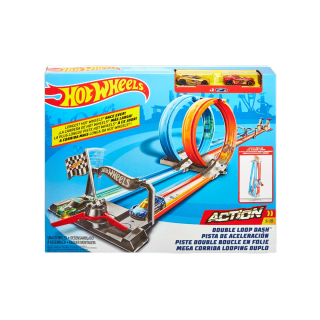 Hot Wheels Double Loop Dash Trackset (GFH85) - ฮอตวิล ชุดรางแข่งยกระดับ โมเดลรถ พาหนะจำลอง ของเล่นสะสม รถของเล่น