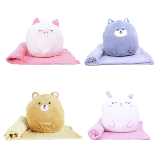 Babysit Pillow & Blanket หมอนผ้าห่มสัตว์ น่ารัก ขนสัมผัสนุ่มสบายห่มแล้วอุ่นใจ ผ้าห่มแยกออกจากตัวได้มีให้เลือก 4 แบบ