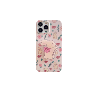 กันกระแทกเคสโทรศัพท์สีชมพูสำหรับ iphone 14 pro max 13 pro กรอบ TPU กันกระแทก iphone 12 pro 11 xs max xr x/xs ขาตั้งกระต่ายน่ารักพิมพ์เคสโทรศัพท์