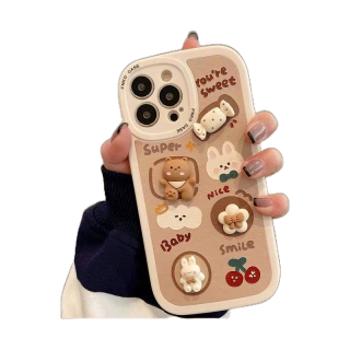 เคสโทรศัพท์มือถือ แบบนิ่ม ลายการ์ตูนกระต่าย 3D กันกระแทก สําหรับ iPhone 11 7plus 7 8 Plus XR 12 13 14 Pro MAX 6 6s X XS MAX SE 2020