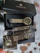 review 100 ของแท้ WISHDOIT นาฬิกาข้อมือ สายโลหะ กันน้ำ สำหรับผู้ชาย นาฬิกาข้อมือควอตซ์แฟชั่น สีทอง สายแสตนเลส เรืองแสง Men watch Original waterproof Stainless Steel Business Casual Multifunction Three eye Chronograph Quartz Wristwatches Free Box  comment 1