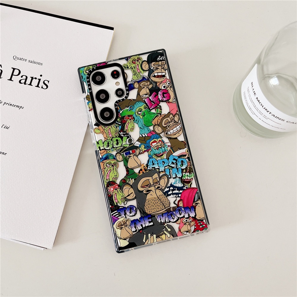 แฟชั่นบนท้องถนน วานร ซองโทรศัพท์ Samsung Galaxy S24 Ultra S24 Plus S24 S23 Ultra S23 Plus S23 S22 Ultra S22 Plus S22 S21Ultra Case เคสโทรศัพท์ใหม่ ซิลิโคนขอบหนาป้องกันการตก เคสมือถือซัมซุง