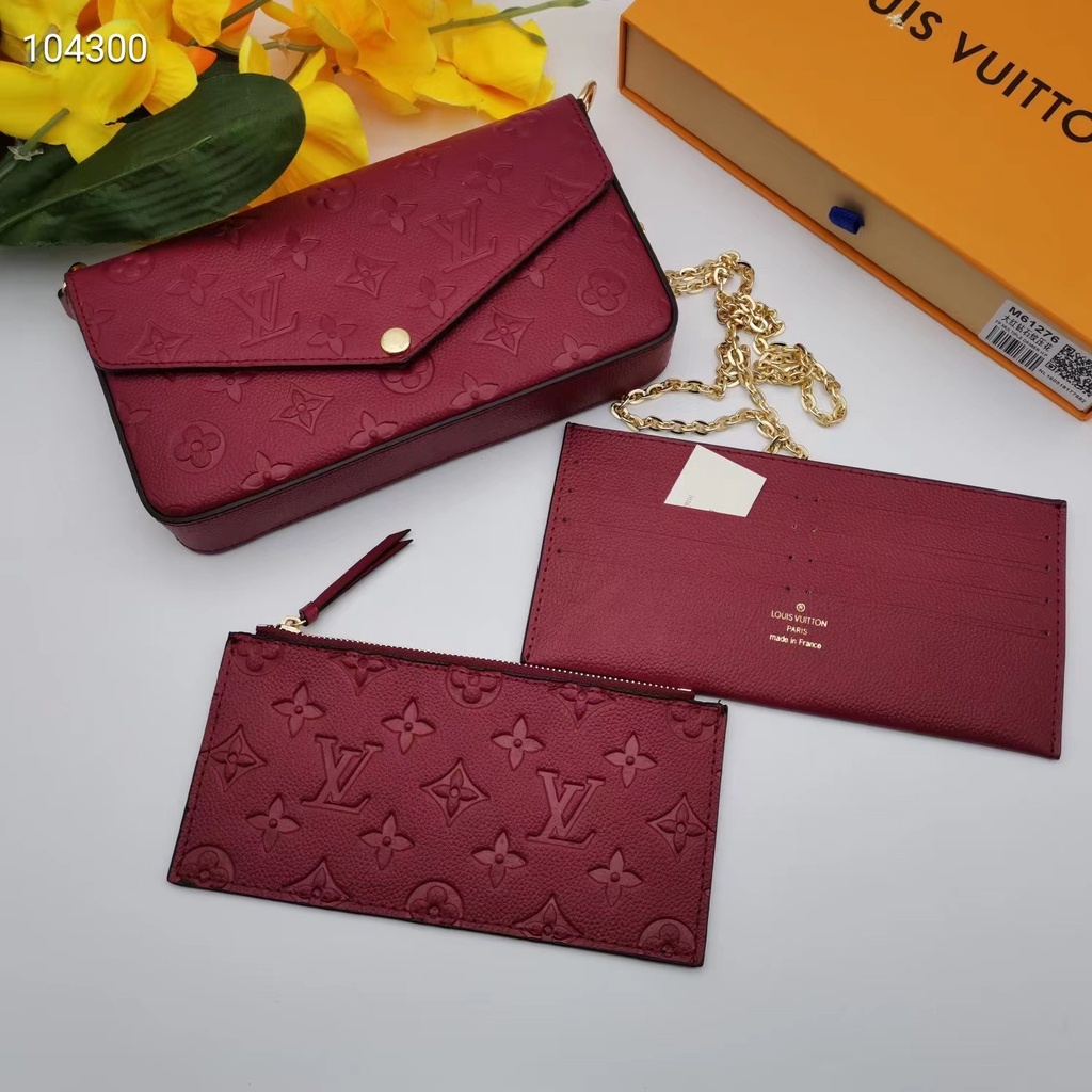 [พร้อมกล่อง] กระเป๋าสะพาย Louis Vuitton Original ของแท้ New Leather Pochette Félicie For Women