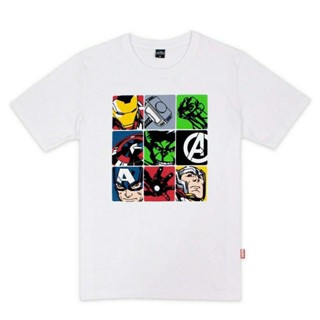 เสื้อยืดสีขาว เสื้อไม่ต้องรีด เสื้อยืดผ้าคอตตอน เสื้อยืด 2023 มาร์เวล Avengers-9299-WH ใหม่