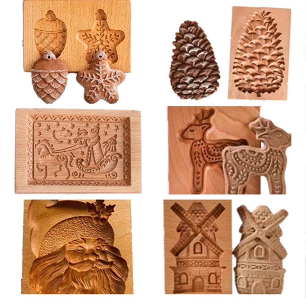 อีสเตอร์คริสต์มาส 3D ไม้คุกกี้แม่พิมพ์ Gingerbread Mould แกะสลักตกแต่งแสตมป์ลายนูนหัตถกรรมตกแต่งเบเกอรี่เครื่องมือ M531