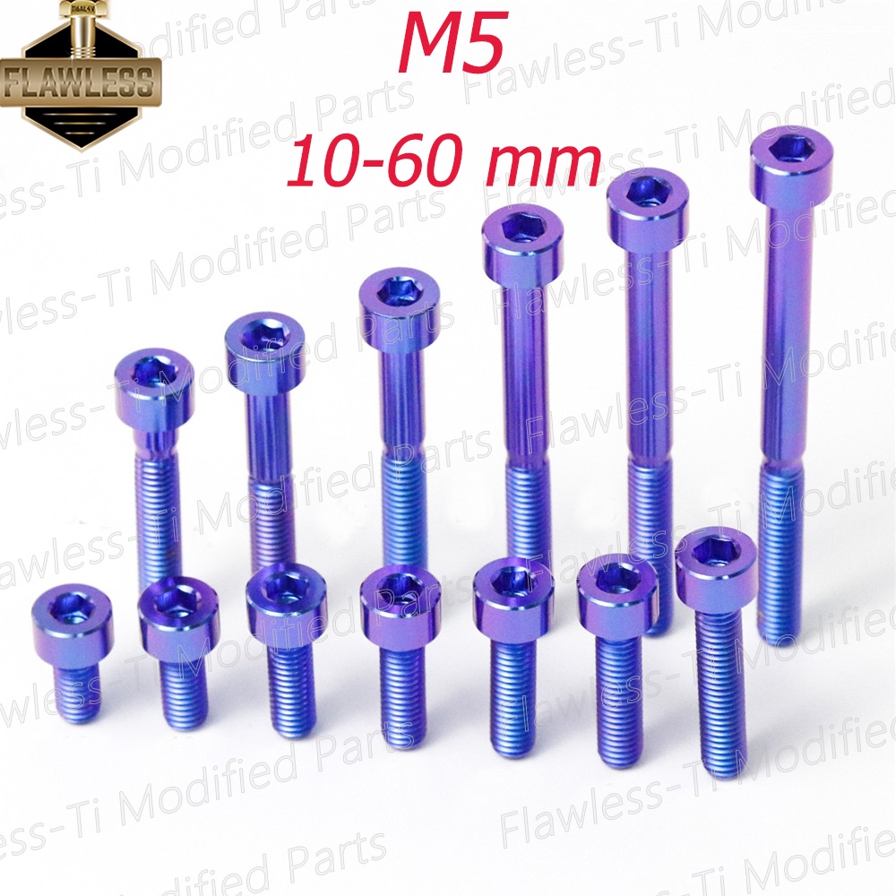 Flawlessti M5×10-60 มม Gr5 สลักเกลียวถังน้ํามัน เซนเซอร์ ABS ไทเทเนียม