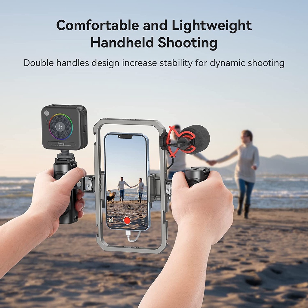 SmallRig Universal Phone Video Rig Kit with Handles, Aluminum Handheld Stabilizer for Live Streaming or Vlogging - 4121