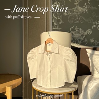 KINDARARE — Jane crop shirt with puff short sleeves (พร้อมส่ง)