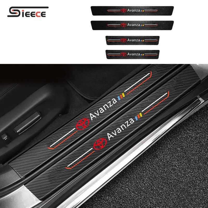 Sieece สำหรับ Toyota Avanza 4 ชิ้น กันรอยประตูรถยนต์ คาร์บอนไฟเบอร์ สติ๊กเกอร์กันรอย ติดขอบประตู แผ่นกันรอยประตูรถยน กันรอยขอบประตูรถยนต์ สติกเกอร์ติดรถ ฟิล์มกันรอยรถยนต์ ของแต่งรถยนต์