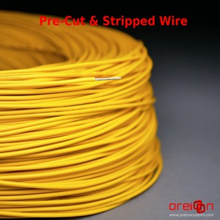 สายไฟ สายไฟอ่อน สายถักคอม 18 awg UL 1007 Custom PC Cable Wire Pre-Cut &amp; Stripped Wire สีเหลือง [YELLOW][พร้อมส่ง]