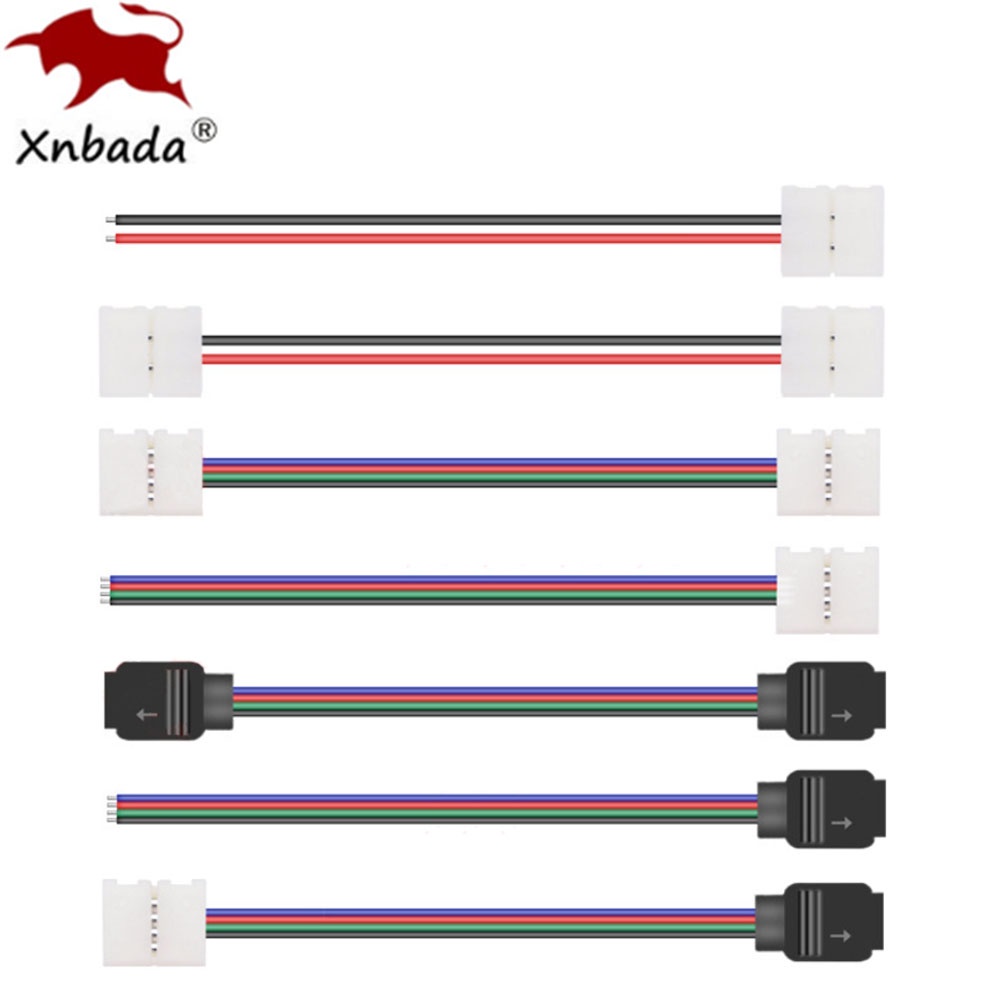 Xnbada 10PCS WS2812B WS2811 5050 RGB LED Strip เดี่ยว/Double End Solderless ฝาครอบเชื่อมต่อ 8 มม./10 มม./2pin /3pin /4pin/5pin