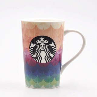 ▨◎☬Starbucks 12oz Rainbow Christmas Graffiti Mug Creative ถ้วยน้ำเซรามิคถ้วยกาแฟคู่