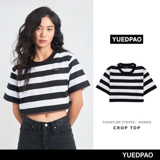 Yuedpao No.1 เสื้อยืด Signature Crop ผ้าหนาทรงสวย ยับยากรีดง่าย รับประกันไม่ย้วย 2 ปี   เสื้อครอป Stripe