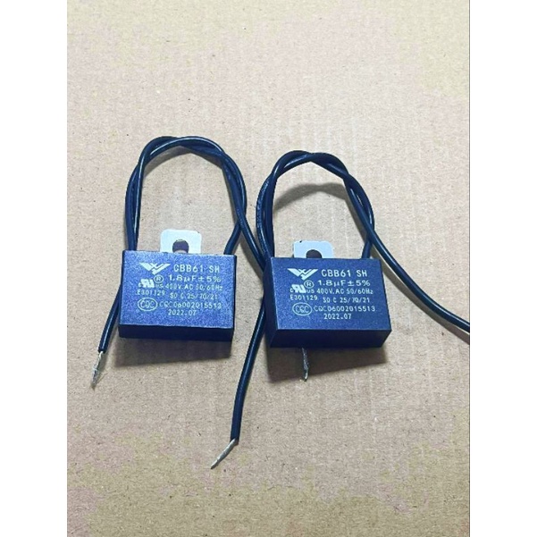 (แพ็ค2ตัว) คาปาซิเตอร์ คาปาพัดลม1.8uf/400v สายสีดำ แค๊ปพัดลม CAP Hatari capacitor พัดลมฮาตาริ  capa 
