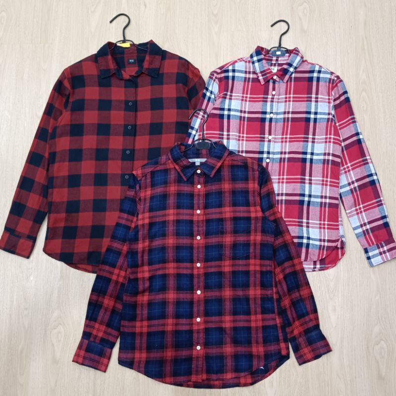 เสื้อเชิ๊ตลายสก๊อต Uniqlo