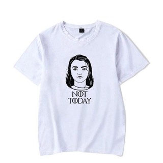 เสื้อยืดแขนสั้นผ้าฝ้ายพิมพ์ลาย ผู้ชายผู้หญิง Game of Thrones Arya Stark Not Today ขนาดใหญ่ เสื้อยืดคอกลมผ้าฝ้าย_07