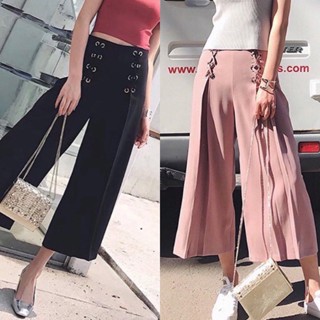 Draw string wide leg pants ✨ กางเกงขาบาน เอวสูง