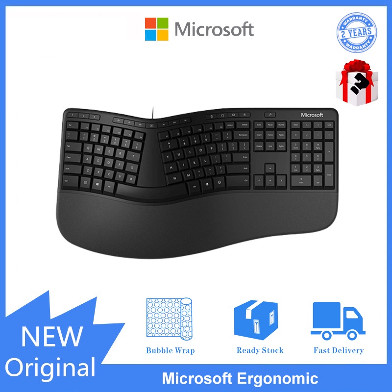 ☃◄Microsoft ergonomic desktop keyboard wired home office