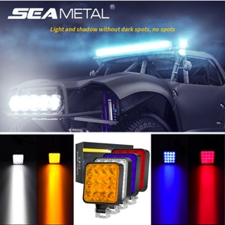 SEAMETAL ไฟ LED รถทำงาน ไฟสปอตไลท์ LED 12V ทรงสี่เหลี่ยม 4 สี สําหรับรถยนต์ ATV เรือ รถบรรทุก SUV ไฟ LED ทำงาน Car Work Light