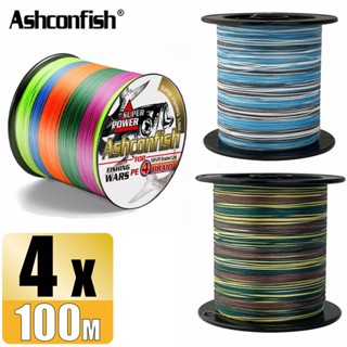 สายเบ็ดตกปลา PE ลายพราง สีฟ้า สีเขียว 6-100lb 100 มม. 4 สาย