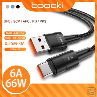 Toocki สายชาร์จ 66W ชาร์จเร็ว 6A usb type c สําหรับโทรศัพท์มือถือ android