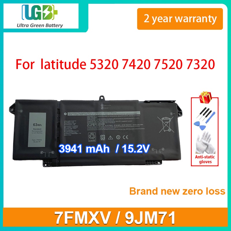 Original 7FMXV 9JM71แบตเตอรี่แล็ปท็อปสำหรับ Latitude 5320 7320 7420 7520 HDGJ8 MHR4G TN2GY 4M1JN 1PP