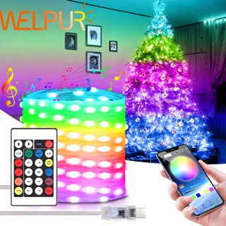 แถบไฟ LED ws2811 15 ม. 10 ม. 5 ม. RGB บลูทูธ ยืดหยุ่น พร้อมรีโมตคอนโทรล DC 5V สําหรับตกแต่งห้อง