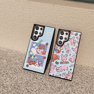 การ์ตูน น่ารัก กระต่าย เสือ Casetify เคส Samsung Galaxy S23 Ultra S22 Ultra S23 Plus + Case ใหม่ กระจกเงา สี่เหลี่ยม ป้องกันการหล่น ซิลิกาเจล นุ่ม เคส