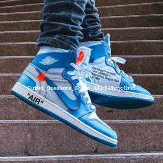 รองเท้า Nike Air Jordan 1 Retro High x Off-White Unc ใส่ได้ทั้ง ชาย หญิง ส่งฟรี