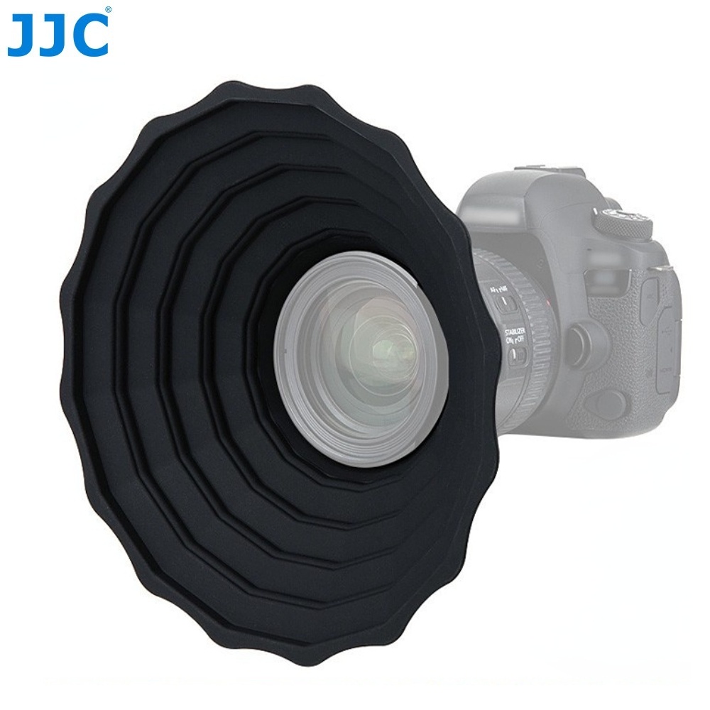 JJC ฮู้ดเลนส์ซิลิโคน แบบพับได้ สําหรับกล้อง Canon EOS R RP Nikon DSLR