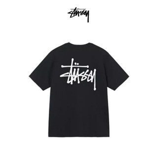 เสื้อไม่ต้องรีด 2023 STUSSY เสื้อยืดคอกลมแขนสั้นพิมพ์ลาย Stussy back สําหรับฤดูใบไม้ผลิและฤดูร้อน