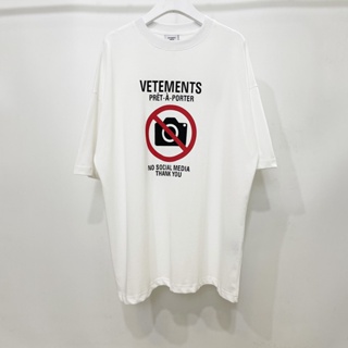 Vetements เสื้อยืดแขนสั้นลําลอง คอกลม ผ้าฝ้าย พิมพ์ลายตัวอักษร ทรงหลวม สําหรับผู้ชาย และผู้หญิง