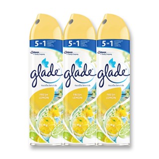 เกลด สเปรย์ปรับอากาศ กลิ่นเฟรชเลมอน 320 มล. x 3 กระป๋องGlade Aerosol Spray Air Freshener Lemon Fresh 320 ml x 3 pcs