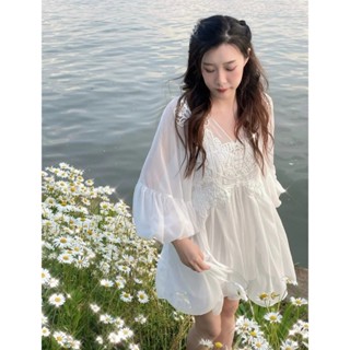 SP228S : Macrame Lace Georgette Dress มินิเดรสชีฟอง