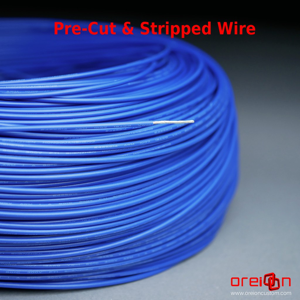 สายไฟ สายไฟอ่อน สายถักคอม 18 awg UL1007 Custom PC Cable Wire Pre-Cut & Stripped Wire สีน้ำเงิน [BLUE][พร้อมส่ง]