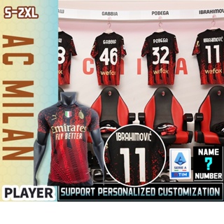 เสื้อกีฬาแขนสั้น ลายทีมชาติฟุตบอล AC Milan 23-24 Player Edition ชุดเหย้า สีแดง และสีดํา ไซซ์ S-2XL