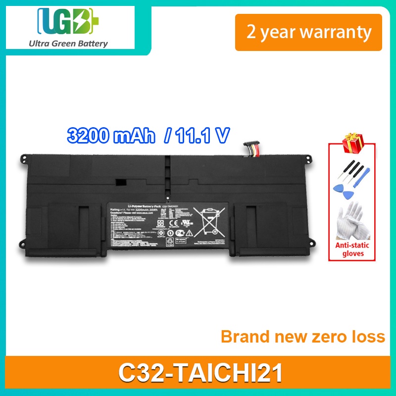 แบตเตอรี่ C32-TAICHI21เดิมสำหรับ Asus Ultrabook TAICHI21 TAICHI 21 C32-TAICHI21 CKSA332C1 11.1V 3200