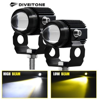 ✔DIVEITONE 1คู่ ไฟสปอร์ตไลท์ LED 88W  ไฟสปอร์ตไลท์ออฟโรด ไฟมอเตอร์ไซค์ LED 2สี(สีขาว + ส้ม)สองดวงไฟสปอร์ตไลท์สว่างมากไฟท