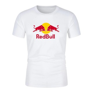 Bubunite เสื้อยืดสีขาว เสื้อยืดชาย แฟชั่น redbull พิมพ์เสื้อยืดฤดูร้อนบุรุษยอดนิยมป่าบนผ้าฝ้าย