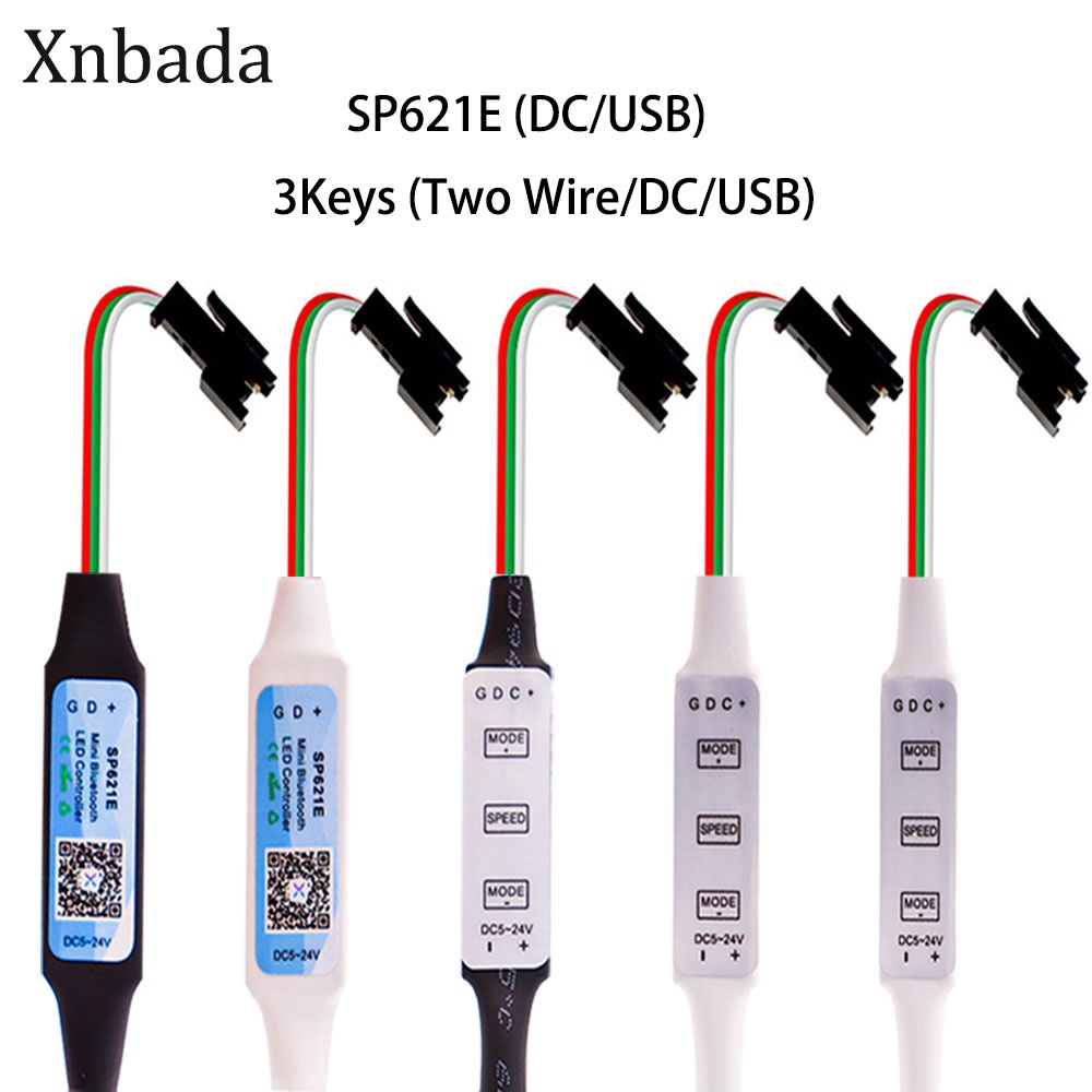 Mini WS2812B WS2811 LED พิกเซล Strip Light Controller 3Keys DC USB SP621E เพลงบลูทูธ APP ควบคุม DC5V