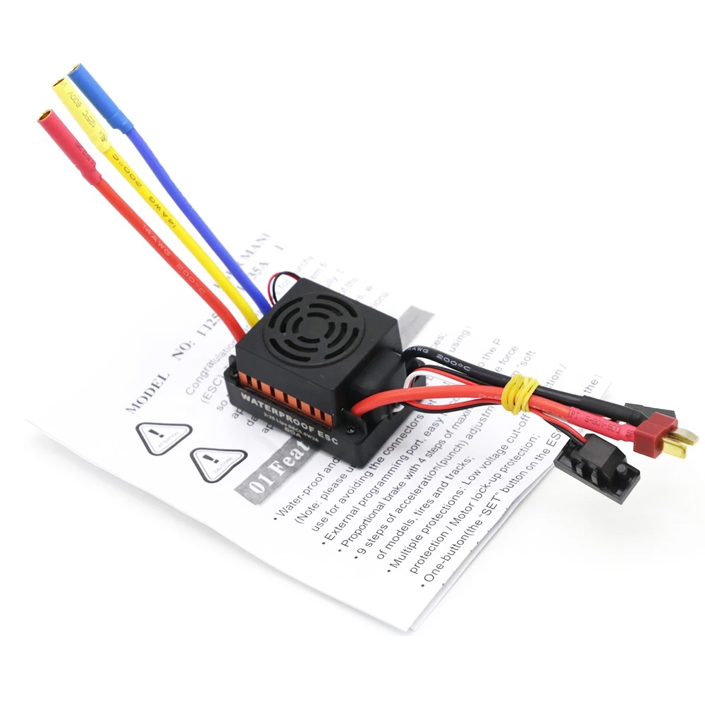 ตัวควบคุมความเร็วอิเล็กทรอนิกส์ ไร้เซนเซอร์ ไร้แปรงถ่าน กันน้ํา 60A 2-3S ESC 3A 5.5V BEC สําหรับรถบรรทุกบังคับ รถบักกี้ 1/10