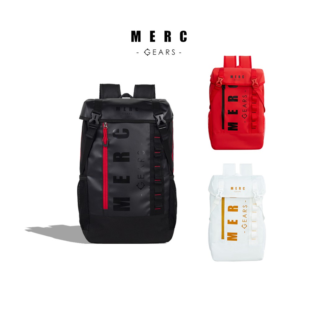 ☃✽﹍Merc Gears กระเป๋าเป้ กระเป๋าโน๊ตบุ๊ค วัสดุกันน้ำ รุ่น Rucksack สีดำ สีแดง สีขาว