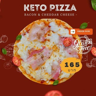 Kreamy proof keto pizza พิซซ่า คีโต ( เบค่อน )  สำเร็จรูปแช่แข็ง แป้งบาง ขนาด 7 นิ้ว